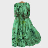 Vestido Verde con Flores Sombreadas