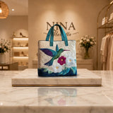 Bolso Acolchado - Colibrí y Flor Blanca