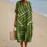 Eira - Vestido Verde con Patrón Geométrico