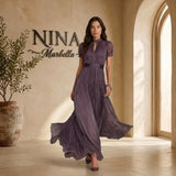 Flávia - Long purple dress with neckline