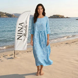 Joana - Vestido Maxi de Cuello Redondo con Estampado