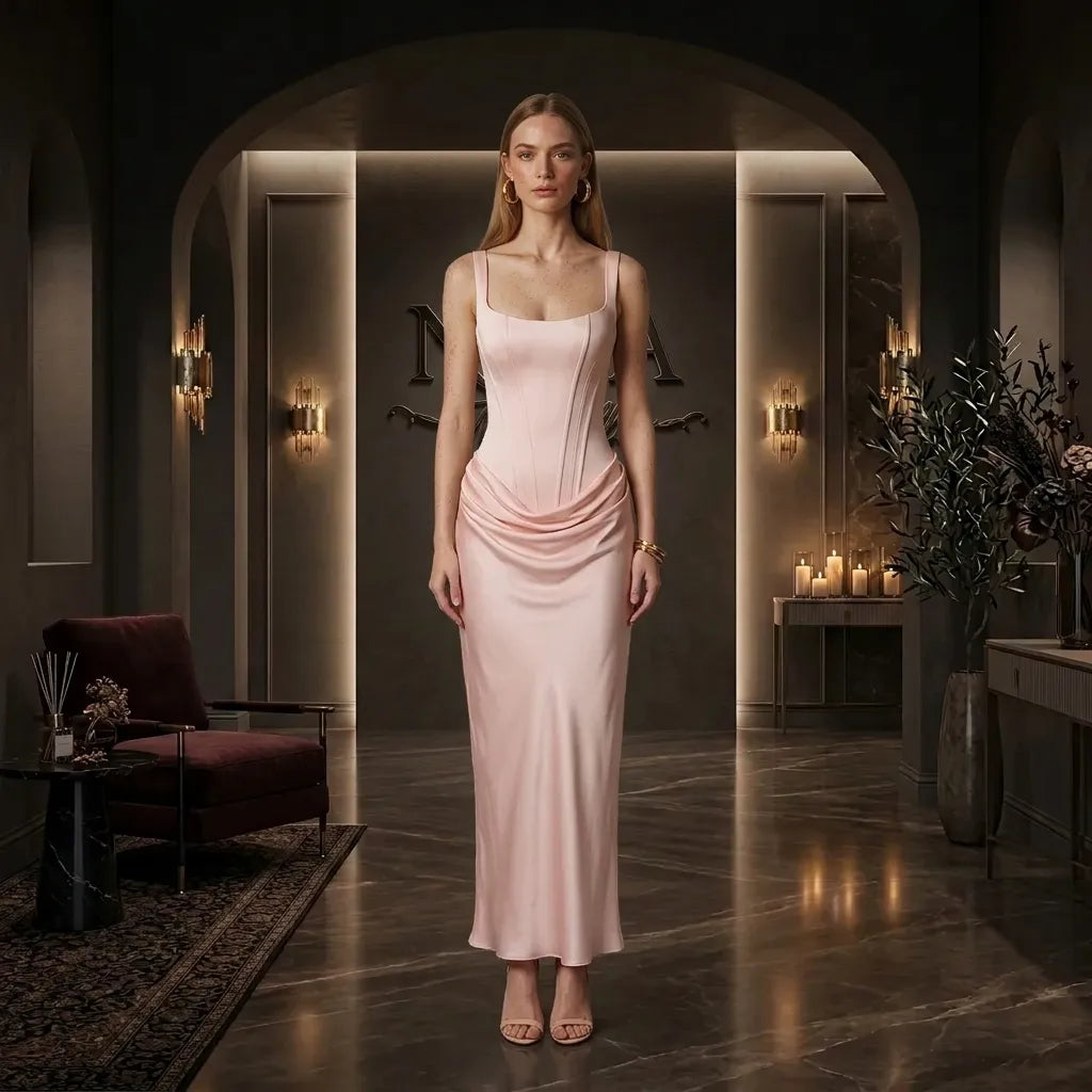 ISABEL - Maxi Vestido Reloj de Arena
