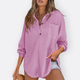 Inês - Blusa Túnica Ligera Cuello en V con Botones