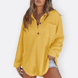 Inês - Blusa Túnica Ligera Cuello en V con Botones