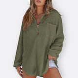 Inês - Blusa Túnica Ligera Cuello en V con Botones