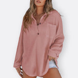 Inês - Blusa Túnica Ligera Cuello en V con Botones