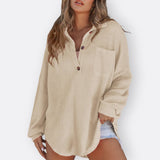 Inês - Blusa Túnica Ligera Cuello en V con Botones