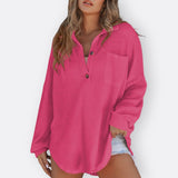 Inês - Blusa Túnica Ligera Cuello en V con Botones