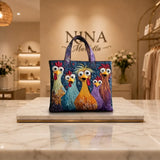 Bolso Artesanal - Cinco Gallinas Coloridas