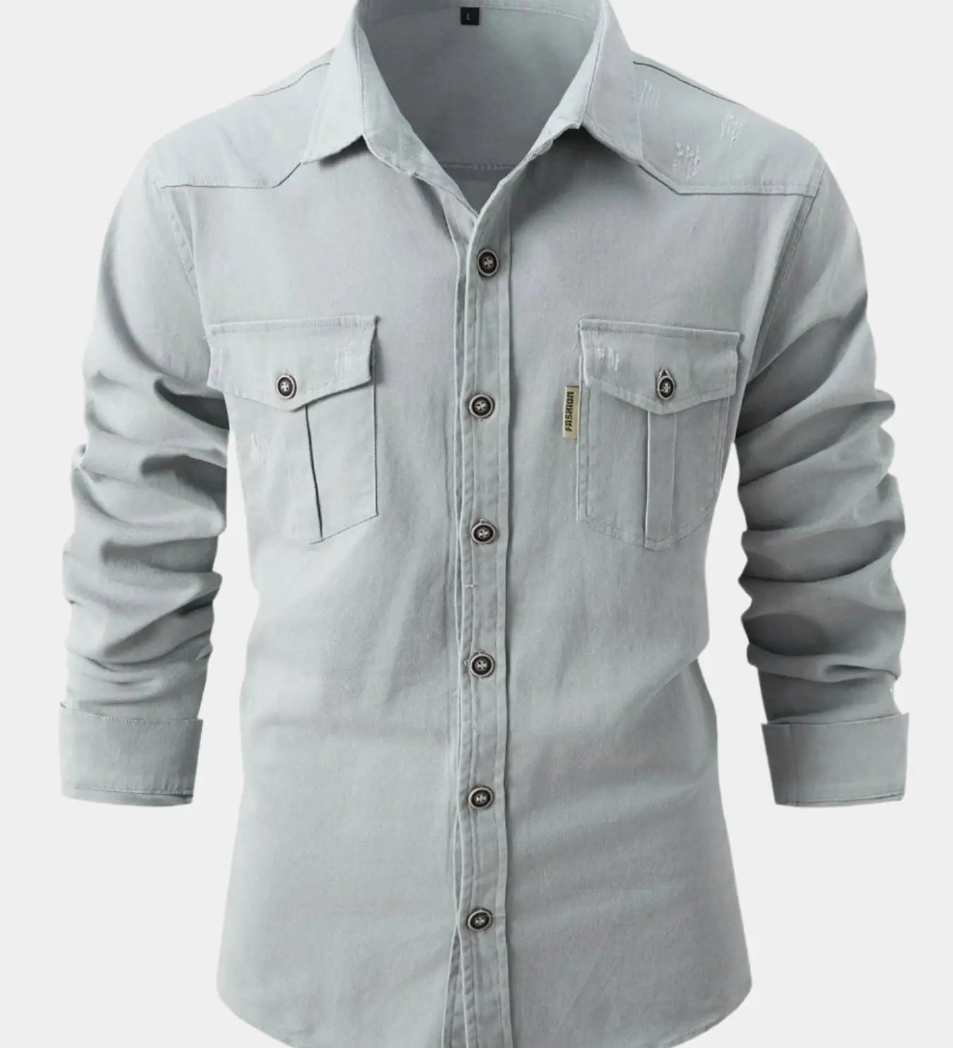 Camisa de Mezcla de Denim - Botones