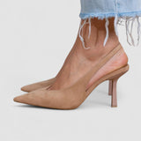 Marlena - Zapatos de tacón tipo slingback en nude con un tacón fino