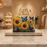 Bolso Artesanal - Girasoles y Mariposas Azules