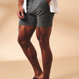 Pantalones Cortos de Baño Híbridos con Ajuste Lateral Texturizado de Secado Rápido en Gris Humo
