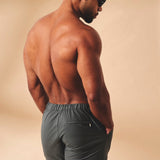 Pantalones Cortos de Baño Híbridos con Ajuste Lateral Texturizado de Secado Rápido en Gris Humo