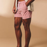 Shorts de baño lisos de secado rápido en rosa apagado