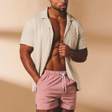 Shorts de baño lisos de secado rápido en rosa apagado