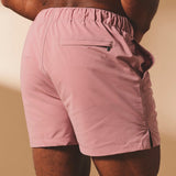 Shorts de baño lisos de secado rápido en rosa apagado