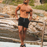 Pantalones de baño de secado rápido con ribete en negro y grafito