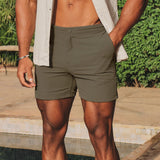 Short de baño híbrido de secado rápido con ajuste lateral en color champiñón