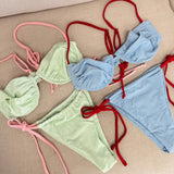 NORA TOP / VERDE MARINO & ROSA PASTEL