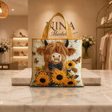 Bolsa Acolchada - Vaca de las Highlands con Girasoles
