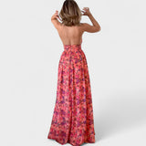 Floral - Vestido largo con halter