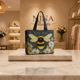 Bolsa Artesanal - Abeja con Margaritas y Estrellas
