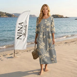 Ana - Vestido Midi con Estampado de Plantas y Flores