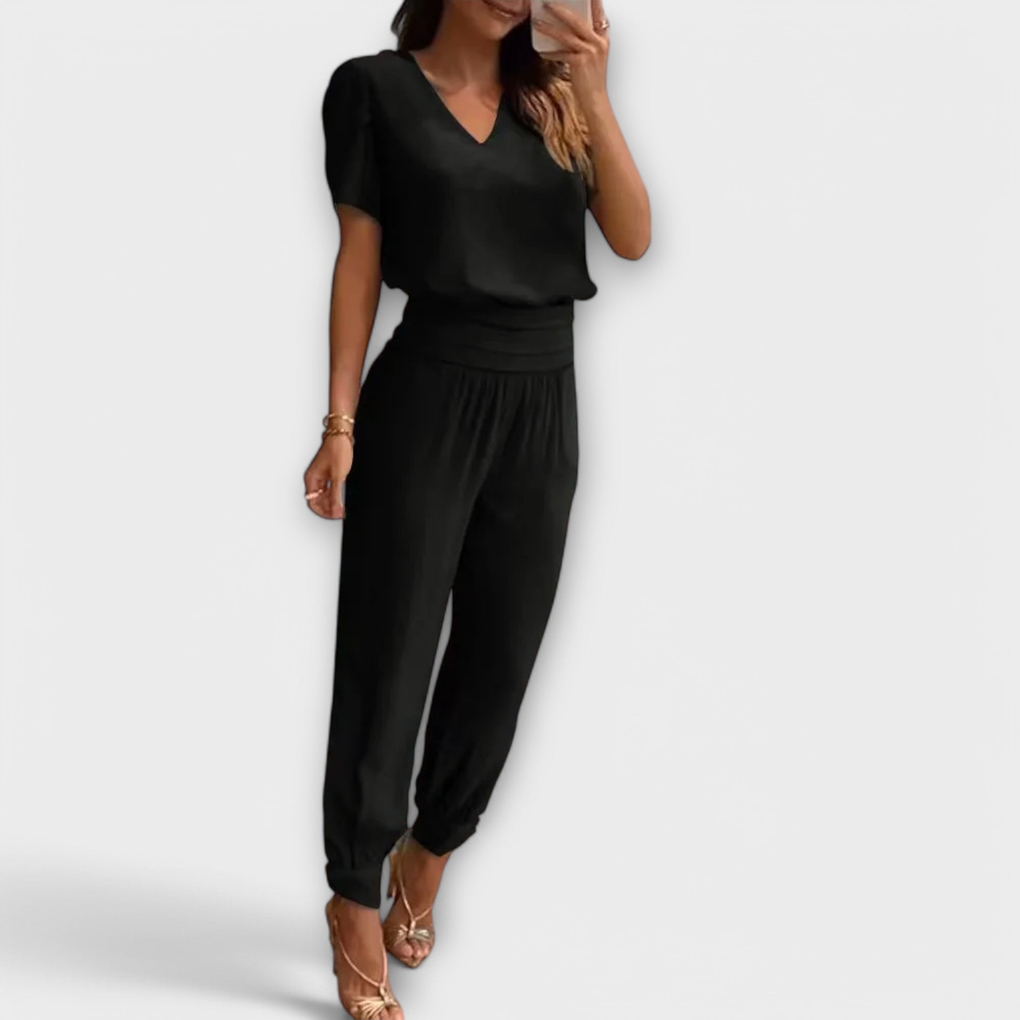 Irmelinda - Conjunto elegante de blusa y pantalones