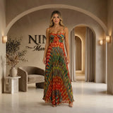Aria - Vestido Maxi Estampado Abstracto