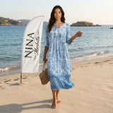 Sofia - Vestido Maxi de Cuello Redondo con Estampado