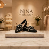 Zapatos planos femeninos con diseño de nudo