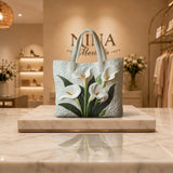 Bolso Artisanal Acolchado - Lirios Blancos