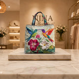 Bolso Acolchado - Colibrí y Flores Blancas