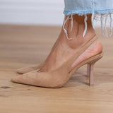 Marlena - Zapatos de tacón tipo slingback en nude con un tacón fino