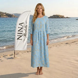 Natália - Vestido Midi de Cuello Redondo con Estampado