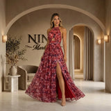 Floral - Vestido largo con halter