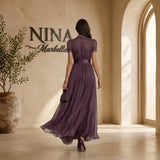 Flávia - Long purple dress with neckline