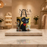 Bolso Artesanal - Gato Negro con Margaritas